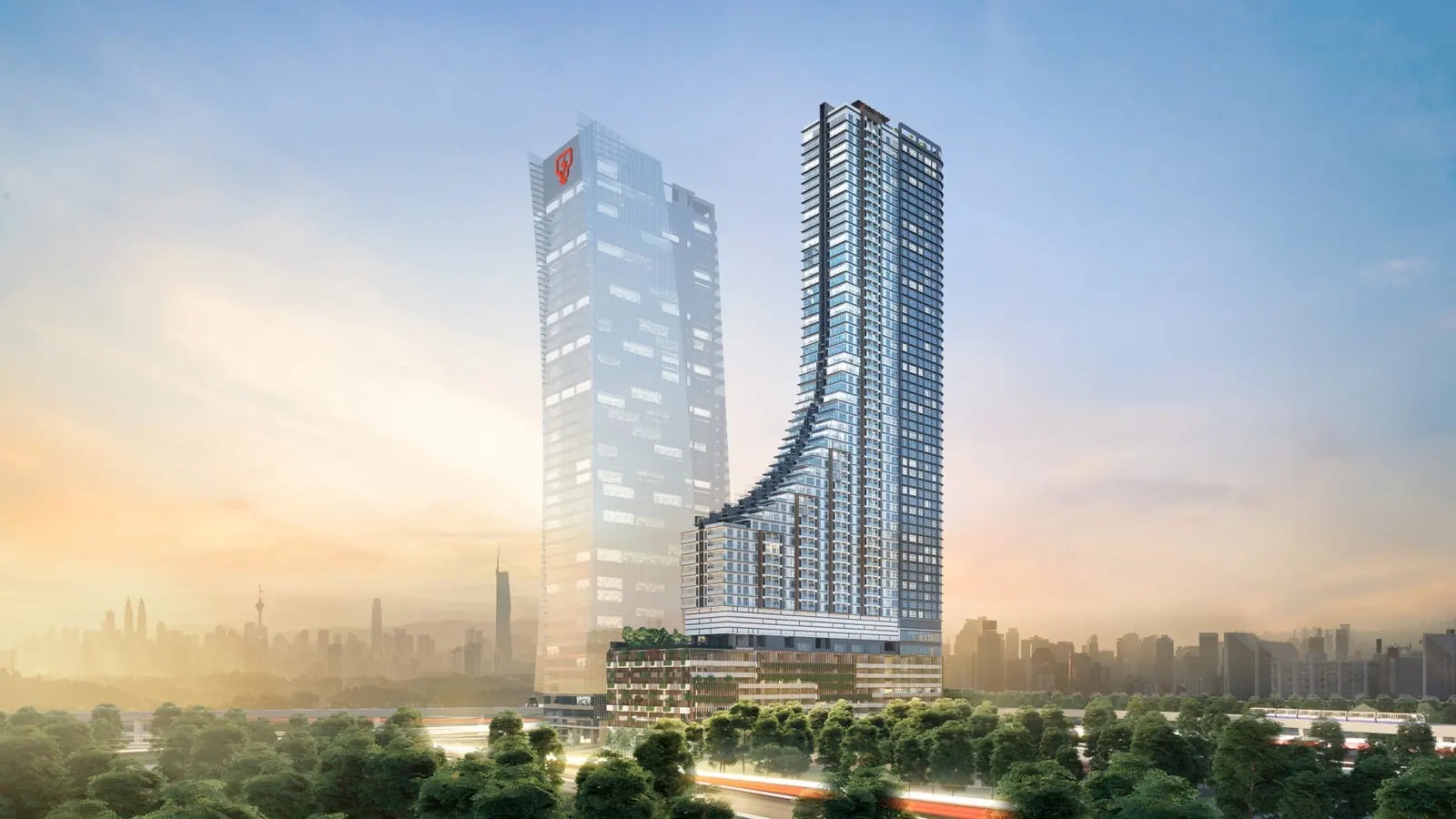 Developer rendering of Khaya Residence tower beside the TNB building on Jalan Bangsar